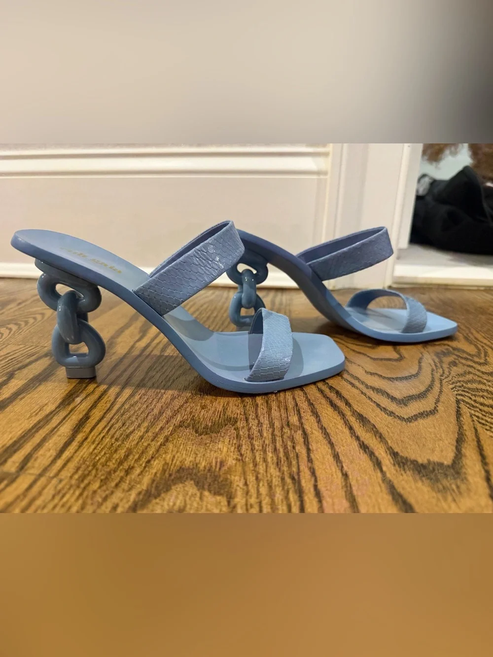 cult gaia Powder Blue Chain-Link Sculpted-Heel Sandals